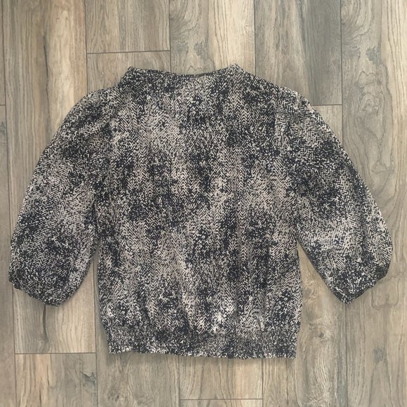 COLDWATER CREEK BLACK/WHITE BRAIDED V-NECKLINE ELASTIC WAIST PEASANT BLOUSE 14 - Picture 6 of 7